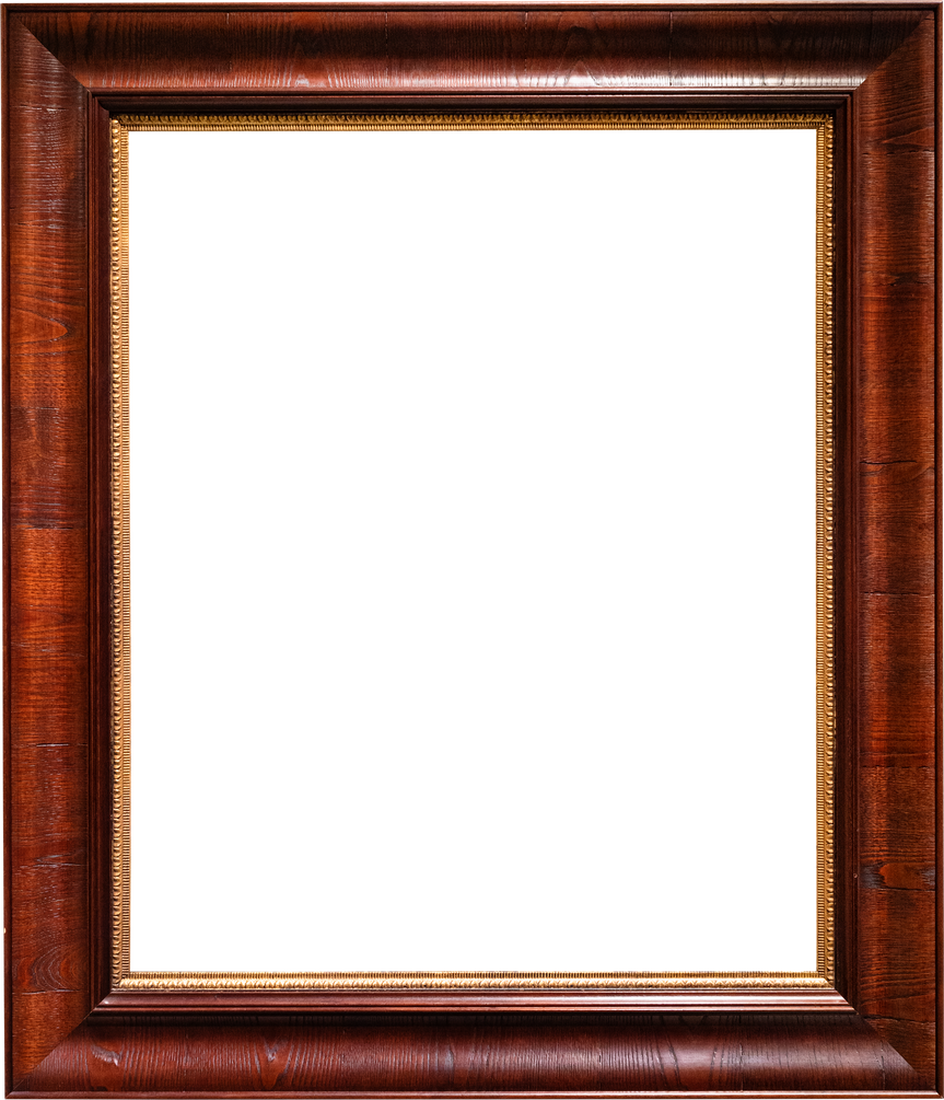 Wide Dark Brown Lacquered Wooden Picture Frame